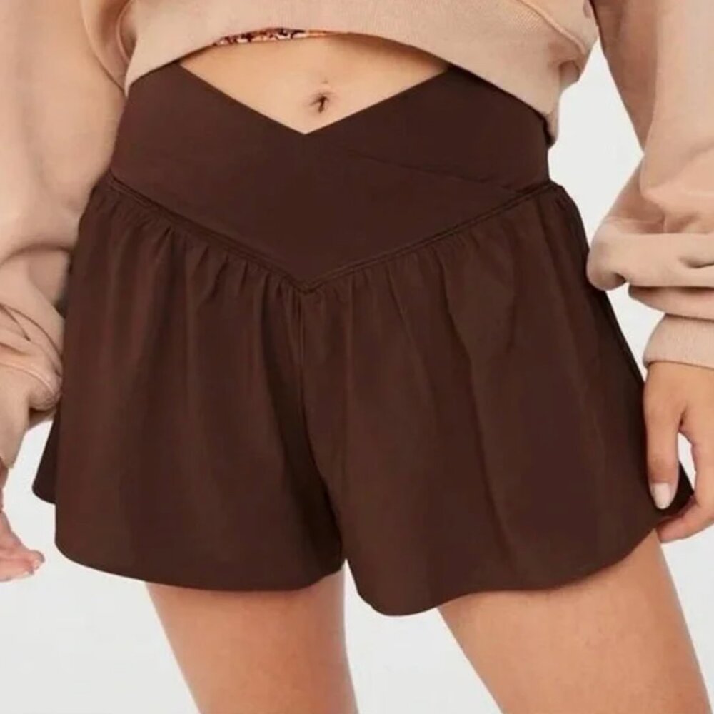OFFLINE by aerie Real Me Crossover Shorts in brown size small